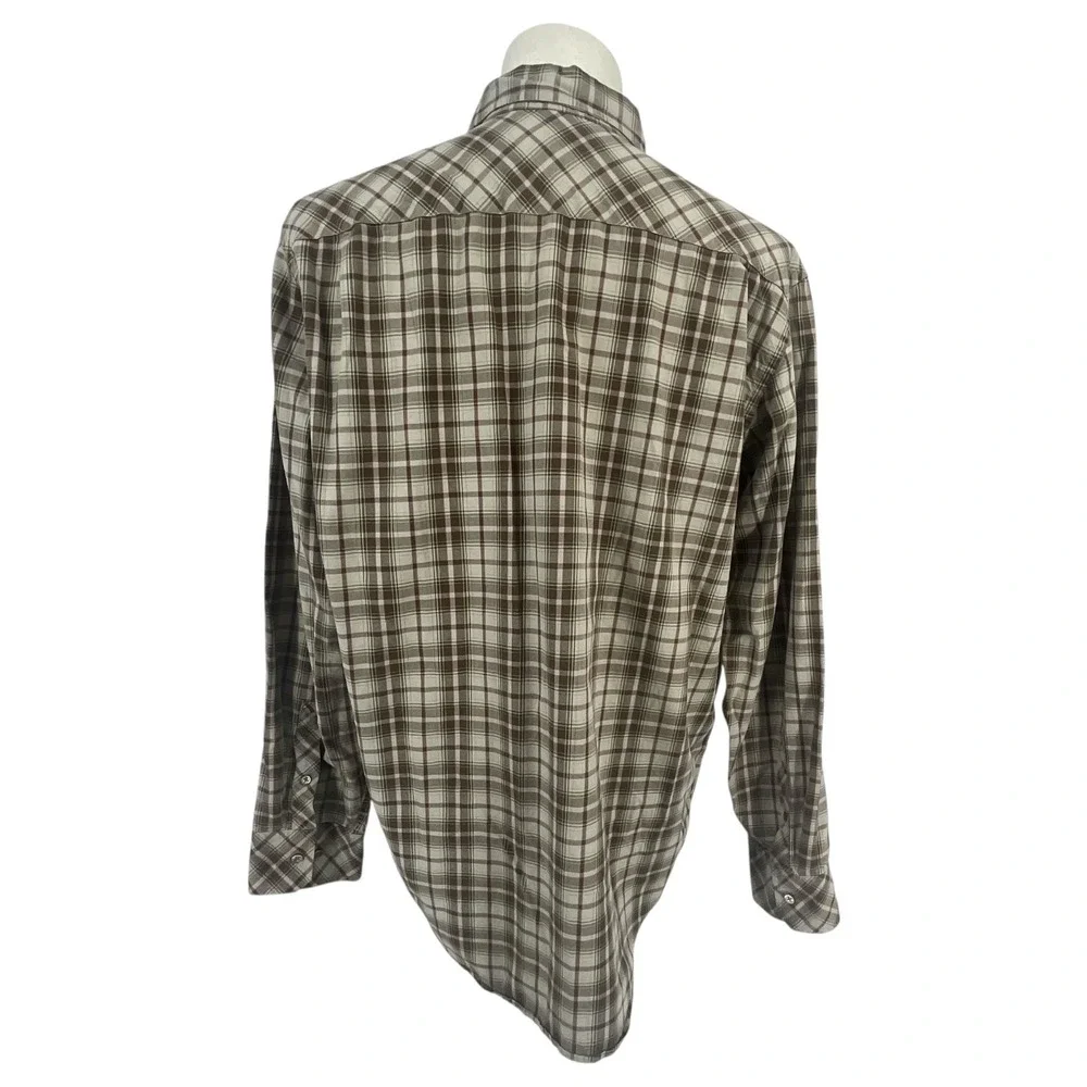 Banana Republic Relaxed Plaid Button Down Shirt Mens‎ L Brown Tan Cotton Casual